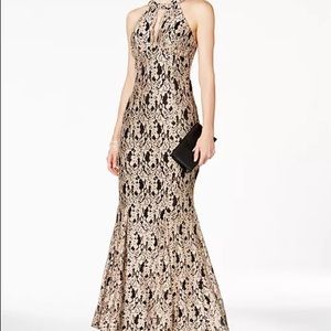 Night way black with gold formal dress.